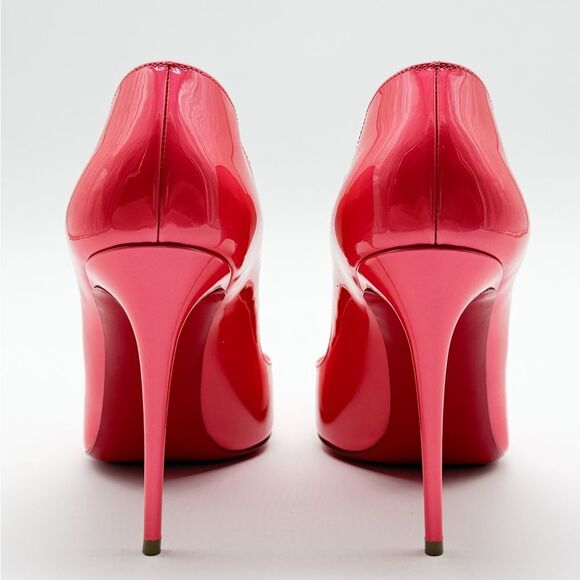 Christian Louboutin Hot Chick 100 mm Patent Fluo Metal Florida Pink Heel Pump 37 - Picture 3 of 12